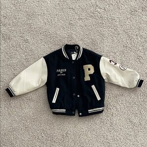 NWT Zara Black and Beige 2t-3t Varsity Jacket Holidays